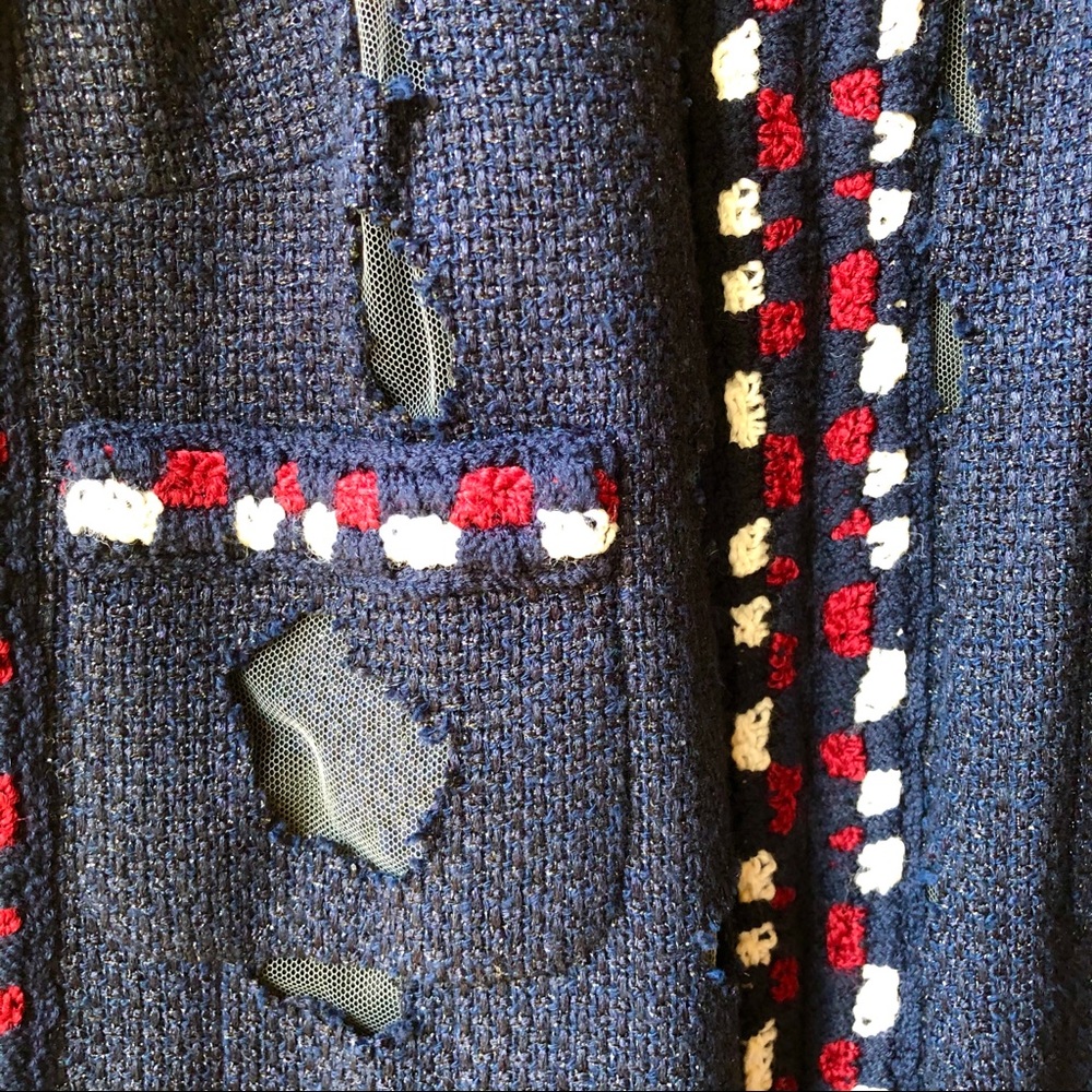 CHANEL dark blue mesh cutout coat - Picture 5 of 9